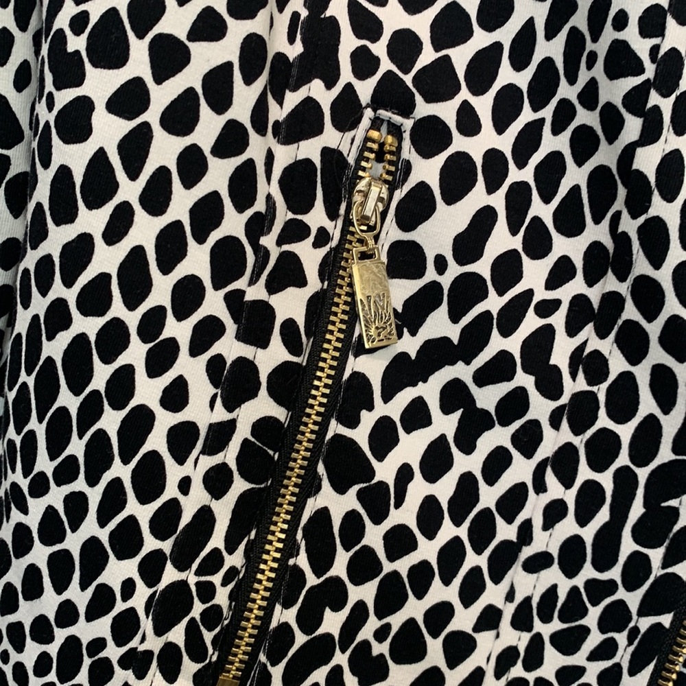 Anne Klein leopard print black and white moto jacket size medium - Picture 3 of 5